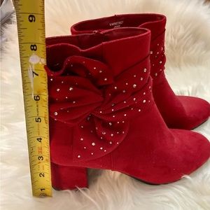 IMPO Red Booties with crystal accents
